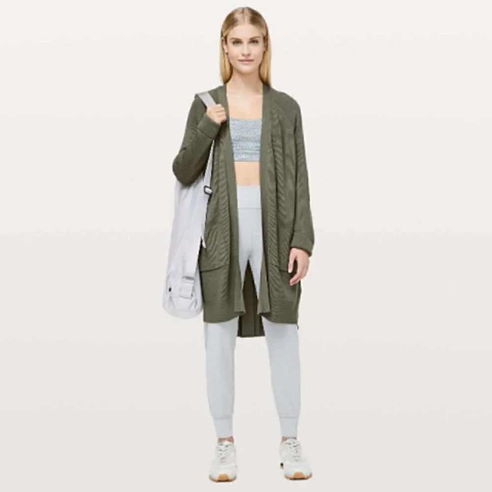 Lululemon Cashmere Long Cardigan Olive Green size 10 NEW